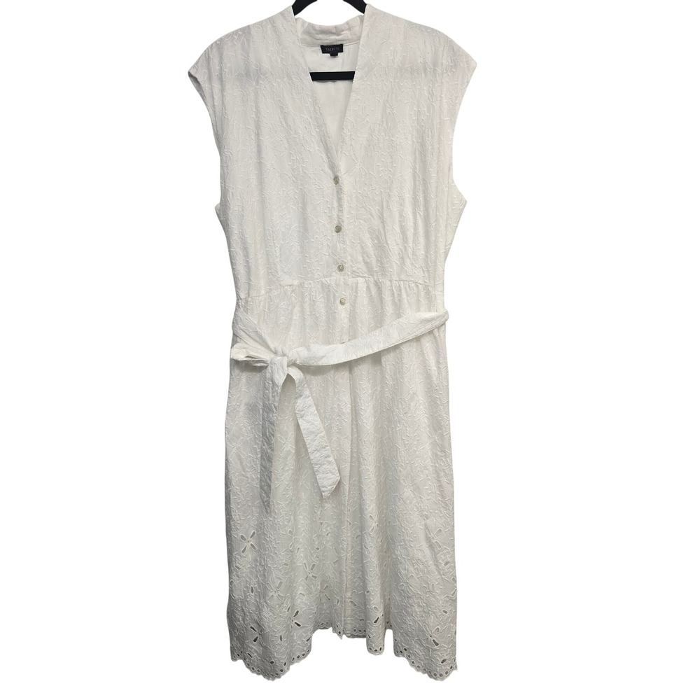 Talbots‎ White Eyelet Embroidered Cotton Midi Dress Cottagecore Coastal Sz 6